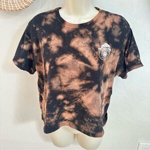 Smokey Bear Brown and Black Tie-Dye Cropped Boxy Tee. Side Medium